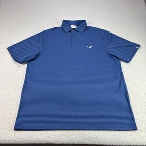 Kjus Polo Shirt Mens 2XL Blue‎ Striped Golf Performance Wicking Stretch
